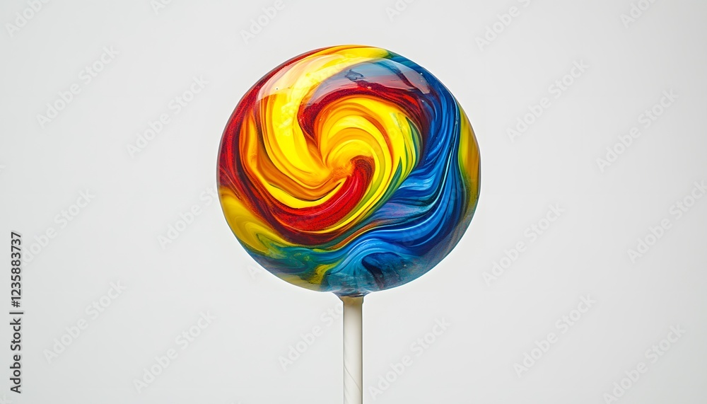 Swirled Rainbow Lollipop on a White Background Swirled Rainbow Lollipop on a White Background