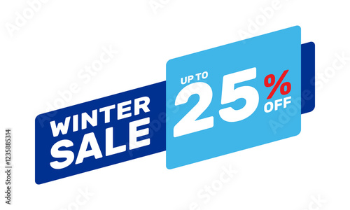 winter sale up to 25% percent off, vector advertising banner or season discount, retail store super offer, online marketplace best price deal