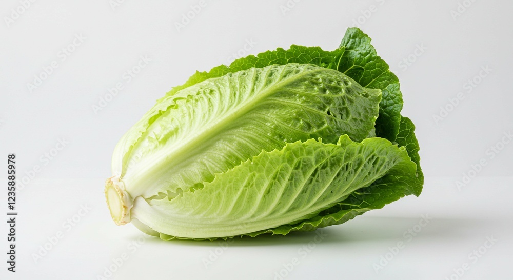 Fresh Green Romaine Lettuce Head Isolated on White Background Healthy Vegetable Fresh Green Romaine Lettuce Head Isolated on White Background Healthy Vegetable
