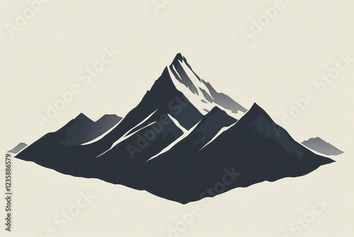 Majestic peak, snowy summit, mountain range, minimalist graphic, nature, design element photo