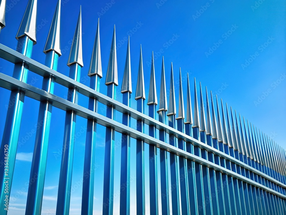 Obraz premium Metal Anti-Climbing Fence with Spikes for Perimeter Security