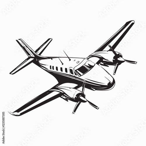 Turboprop transport aircraft image vector isolated on white background.