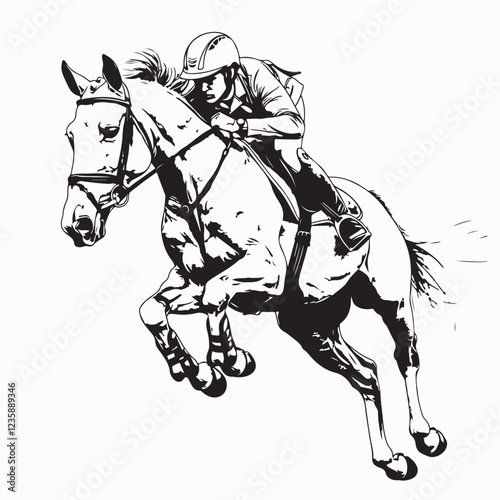 Equestrian Jumping Images vector isolated on white background.