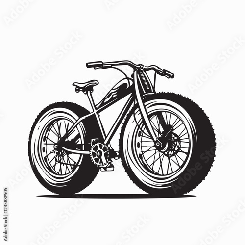 Fat Tire Bike Vector Images. Fat Bike Stock Illustration on white background.