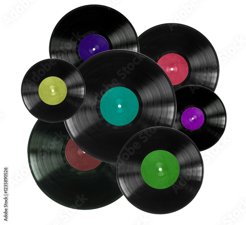 Vinyl records on white