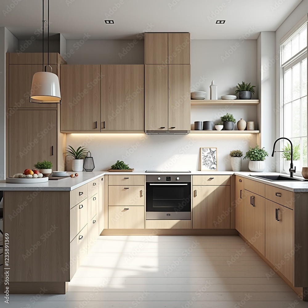 Fototapeta premium Stunning Modern Kitchen Design, Elegant Interior