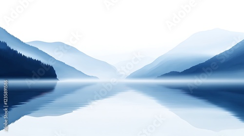 Serene mountain lake landscape, peaceful reflection, tranquil nature