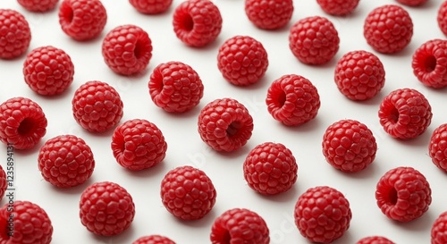 Wallpaper Mural Fresh Red Raspberries Pattern Close up Food Photography White Background Sweet Berries Torontodigital.ca