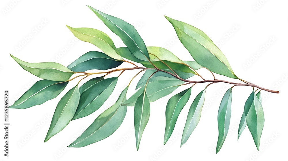 Eucalyptus branch watercolor illustration Eucalyptus branch watercolor illustration