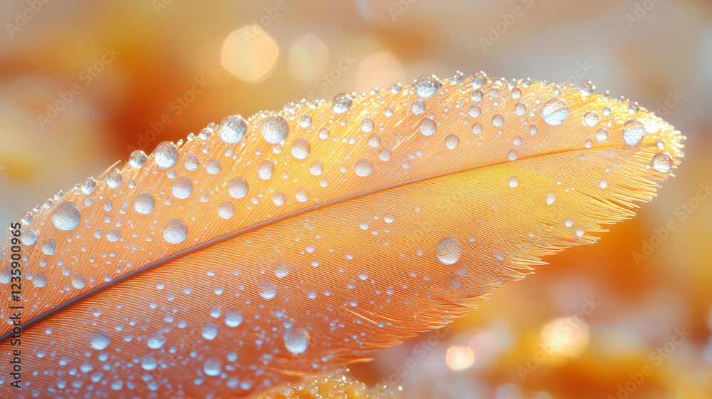 Beautiful feather with drops of water on it, close-up Beautiful feather with drops of water on it, close-up