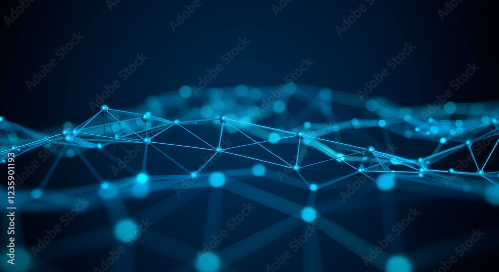 Obraz premium Blue Digital Network with Glowing Connections