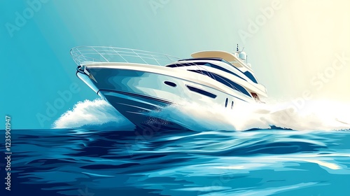 Luxurious yacht sailing through the ocean waves. Possible use Stock photo for travel magazines, luxury boat ads photo