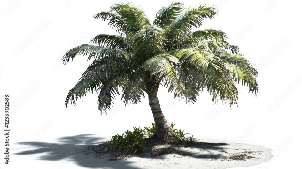 Obraz premium Tropical Palm Tree on Sandy Island