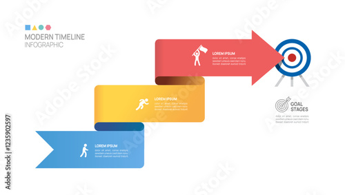 Infographics arrow symbol timeline business 3 steps to success template. vector illustration.