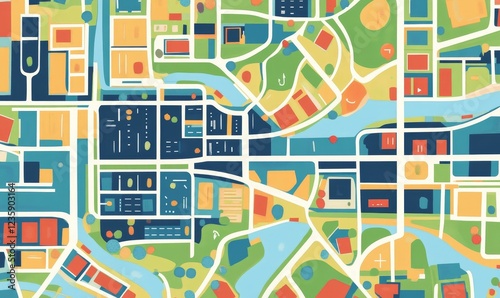 Colorful stylized city map abstract design