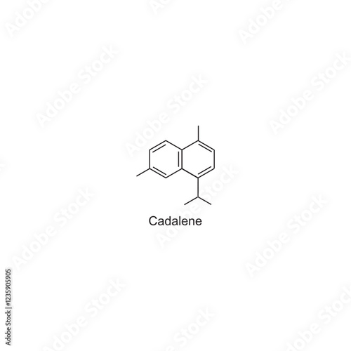 Cadalene skeletal structure.Sesquiterpene compound schematic illustration. Simple diagram, chemical structure.