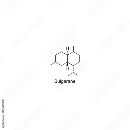 Bulgarane skeletal structure.Sesquiterpene compound schematic illustration. Simple diagram, chemical structure.