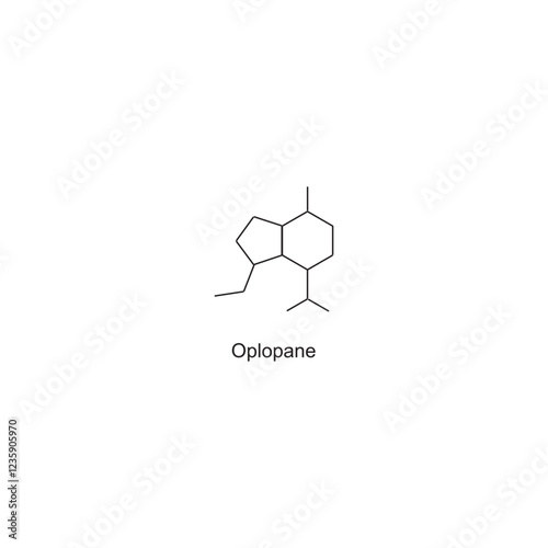 Oplopane skeletal structure.Sesquiterpene compound schematic illustration. Simple diagram, chemical structure.