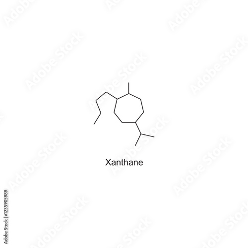 Xanthane skeletal structure.Xanthonoid compound schematic illustration. Simple diagram, chemical structure. photo