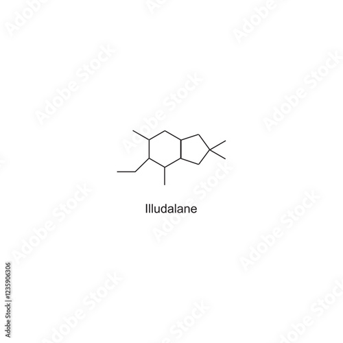 Illudalane skeletal structure.Sesquiterpene compound schematic illustration. Simple diagram, chemical structure.