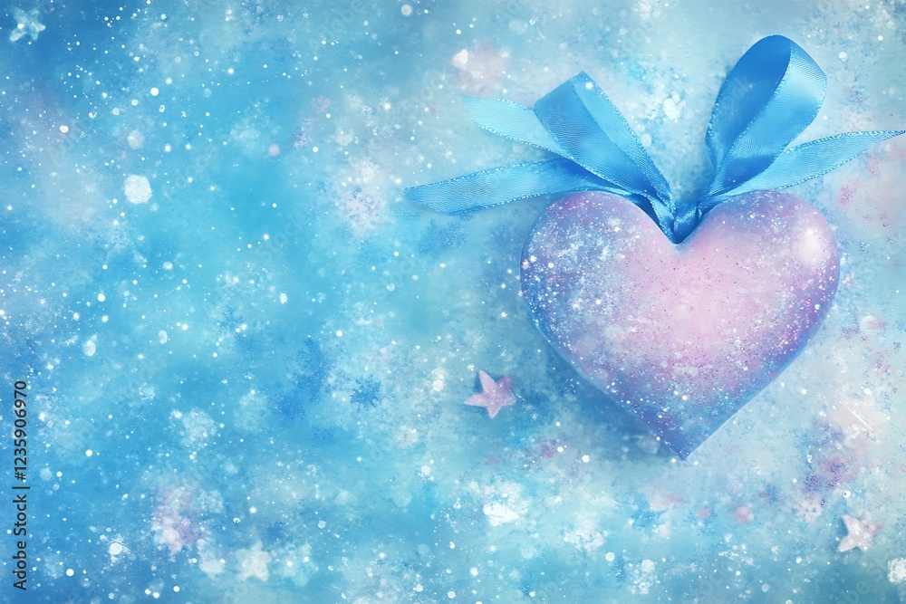 Obraz premium Winter Heart Decorated with Ribbon