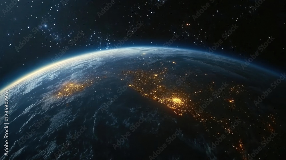 Obraz premium Planet Earth at night from outer space