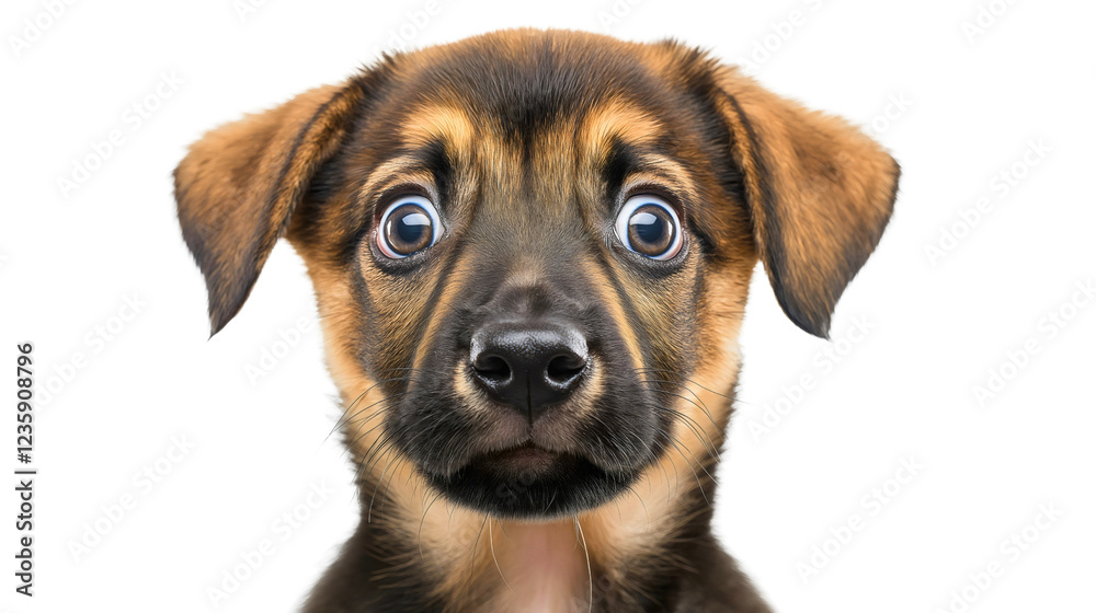 Cute Playful Puppy Close-Up Portrait with Fluffy Brown Fur and Expressive Eyes
