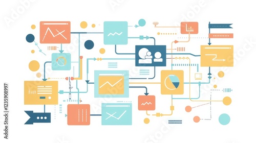 Colorful Infographic Flowchart with Data Visualization Elements
