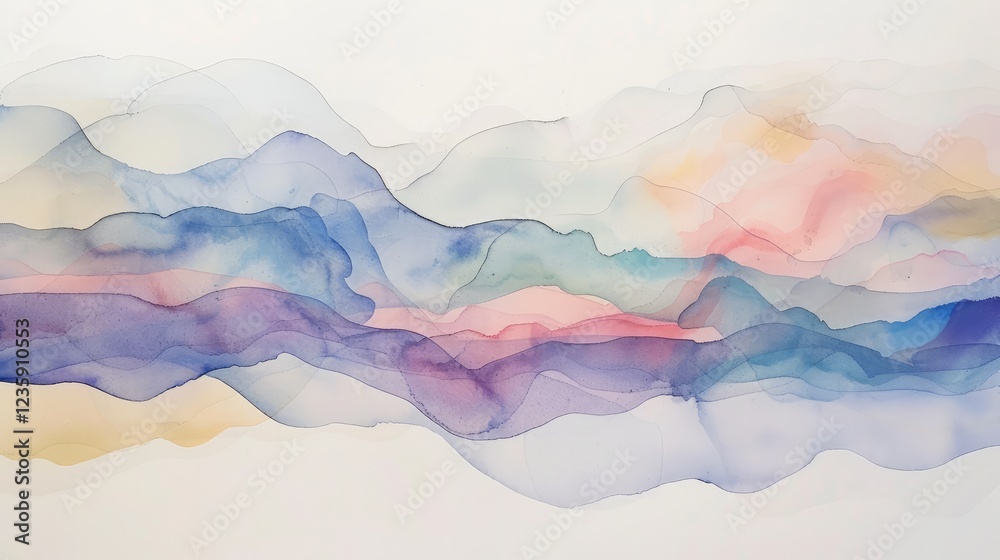 Fototapeta premium Abstract Watercolor Landscape with Soft, Flowing Colors