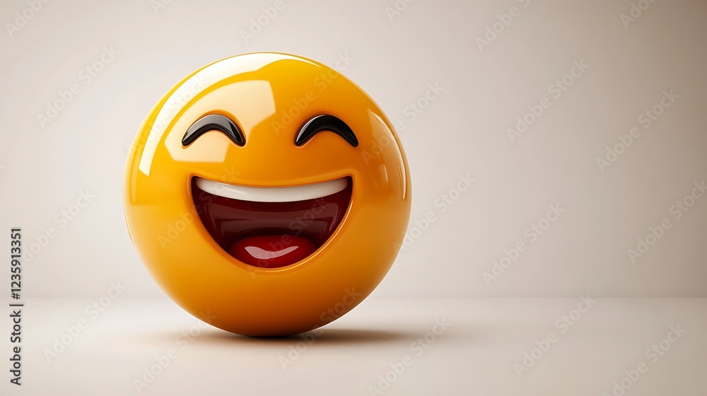Fototapeta premium 3D Laughing Emoji on Light Background for Digital Communication
