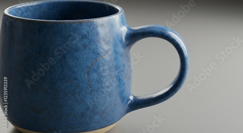 Stylish Blue Ceramic Mug Handcrafted Pottery Drinkware photo