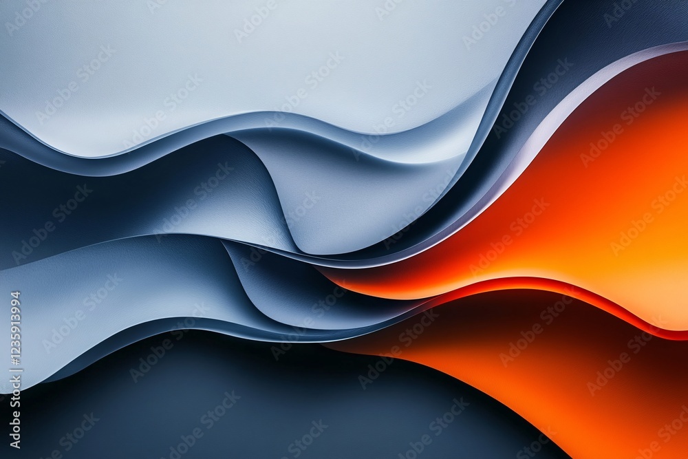 Fototapeta premium Abstract Blue and Orange Wavy Layers Design