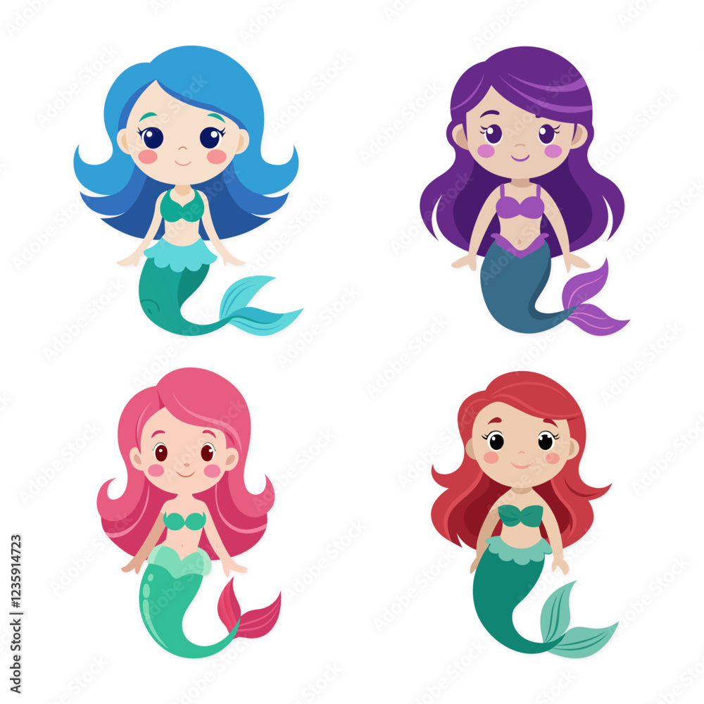 Cute Mermaids Collections Vector Illustration Design Cute Mermaids Collections Vector Illustration Design
