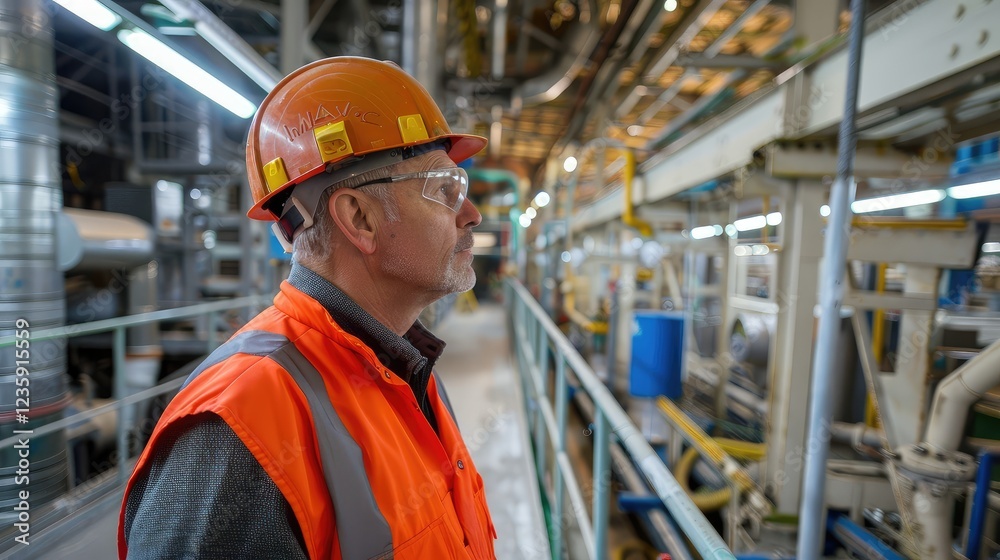 Safety First: A Worker Observes Operations in a Modern Industrial Environment Safety First: A Worker Observes Operations in a Modern Industrial Environment