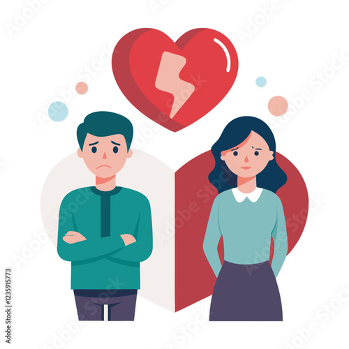 Divorce Broken Heart Vector Illustration Design