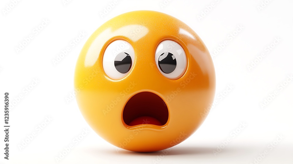 Fototapeta premium 3D surprised emoticon, digital art, expression, isolated