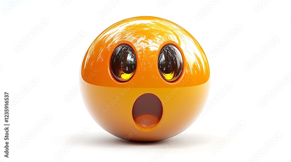 Fototapeta premium 3D Orange Surprised Emoji Against White Background