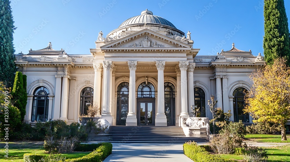 Obraz premium Neoclassical Architecture Building with Dome and Columns