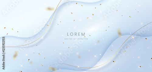 Abstract white wave lines on grey background. with lighting effect sparkle.