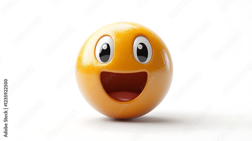 Fototapeta premium Happy emoji, 3d rendered, cheerful expression, studio shot. Possible use Stock photo