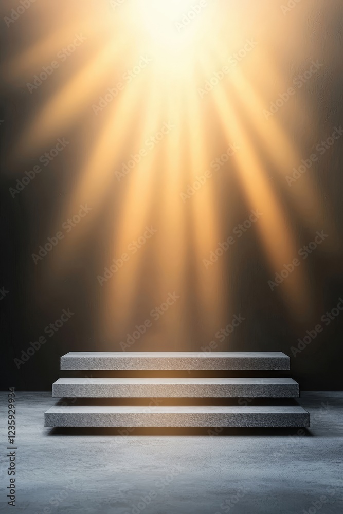 Obraz premium A staircase is lit up by the sun, creating a sense of warmth and brightness