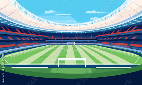 Modern Football Stadium Vector Illustration with Minimalistic Design