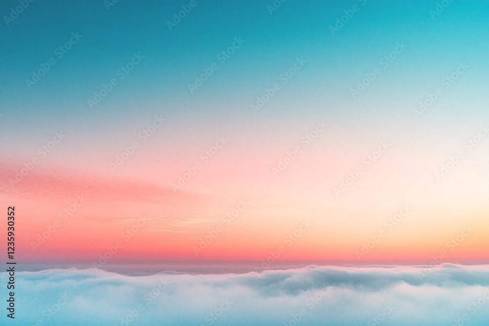 Fototapeta premium Pastel Sky Above a Sea of Clouds at Sunset