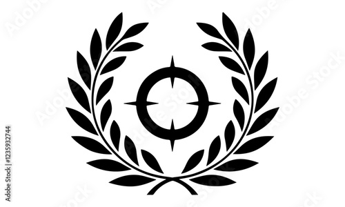 Laurel wreath vintage Baroque frame border monogram engraving vector illustration.