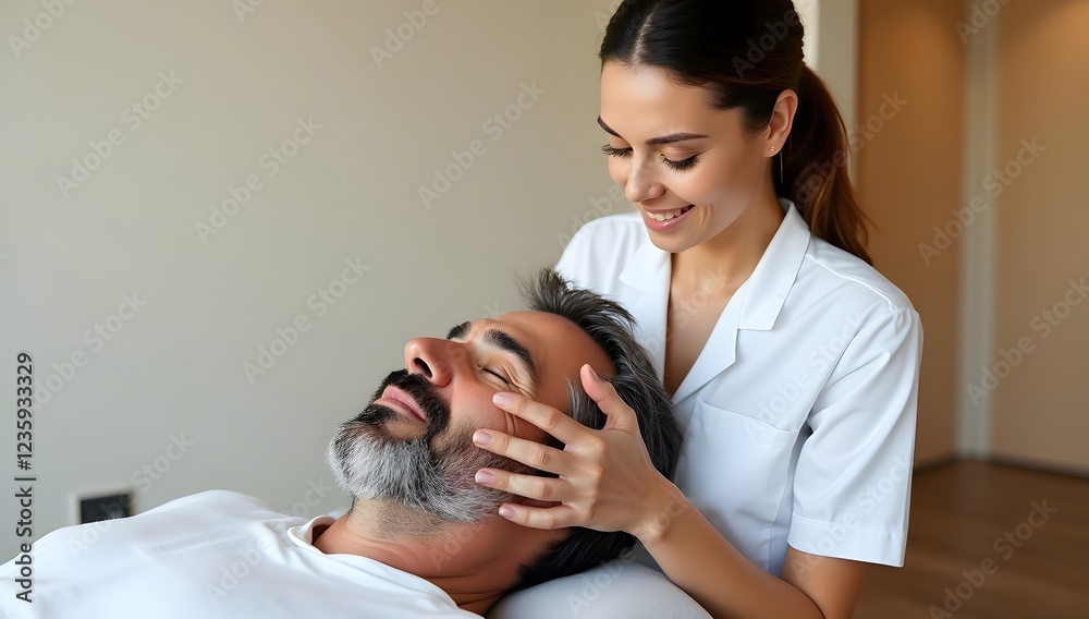 Obraz premium Smiling woman enjoying a relaxing massage in a spa