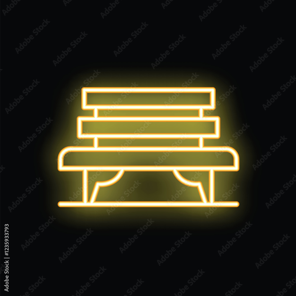 Neon yellow bench glowing on a black background, perfect for any project needing a bright and eye catching image Neon yellow bench glowing on a black background, perfect for any project needing a bright and eye catching image