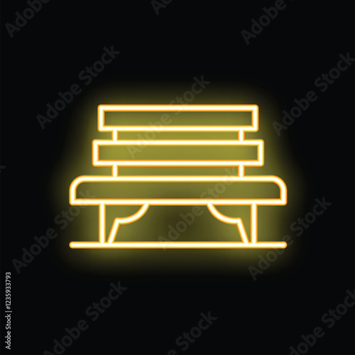 Neon yellow bench glowing on a black background, perfect for any project needing a bright and eye catching image