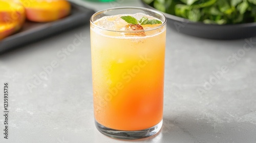 Wallpaper Mural Mango sunrise cocktail, summer drink, grey background Torontodigital.ca