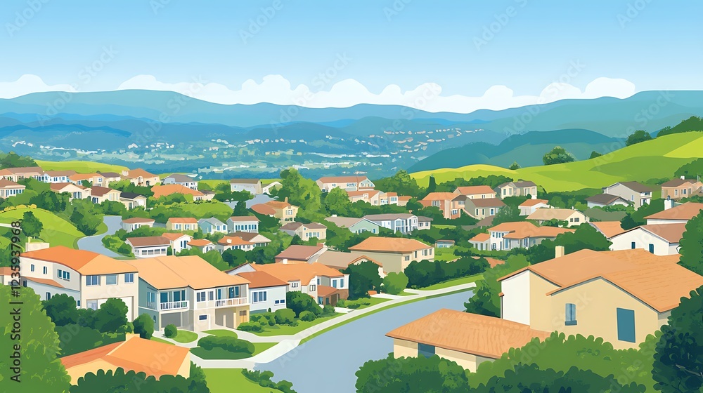 Fototapeta premium Suburban Homes Scenic Valley View