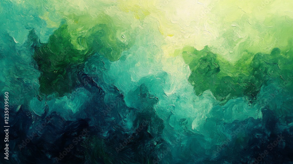 Obraz premium Abstract Watercolor Painting in Shades of Green and Blue